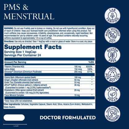 Solaray PMS & Menstrual Support – Vitex, Cramp Bark, No Hormones