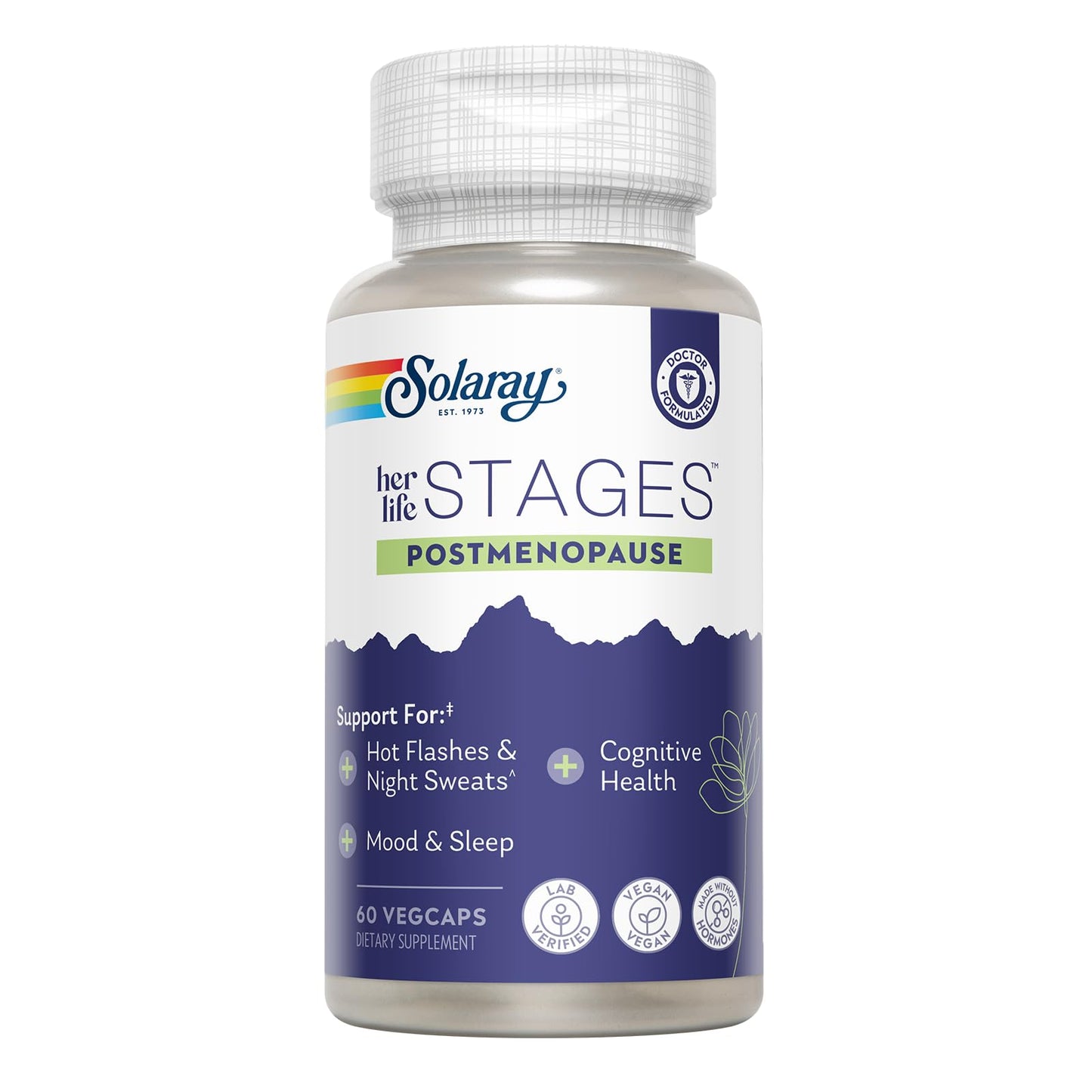 SOLARAY Postmenopause for Women – Resveratrol, Vegan, Hormone-Free, 30 Servings, 60 VegCaps