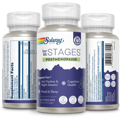 SOLARAY Postmenopause for Women – Resveratrol, Vegan, Hormone-Free, 30 Servings, 60 VegCaps