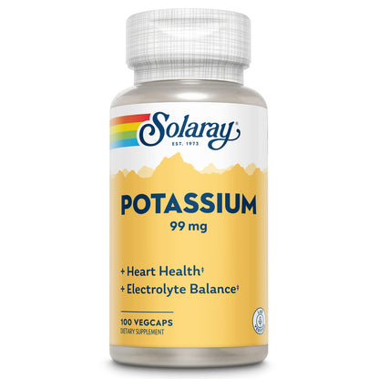 Solaray Potassium 99 mg – Electrolyte Balance & Heart Health | 100 Servings