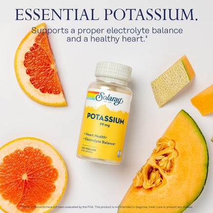 Solaray Potassium 99 mg – Electrolyte Balance & Heart Health | 100 Servings