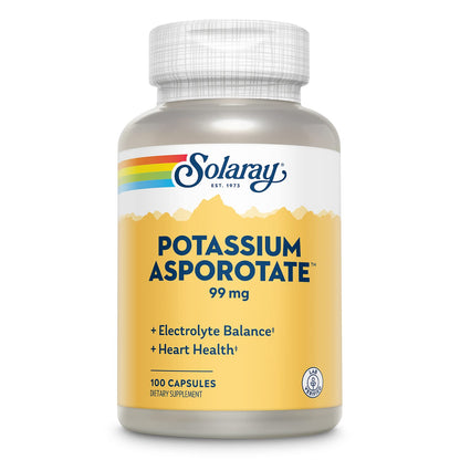 Solaray Potassium Asporotate Chelated Supplement – Electrolyte Balance & Heart Health