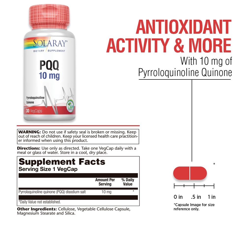 SOLARAY PQQ 10 mg – Cellular, Heart & Cognitive Support | 30 VegCaps