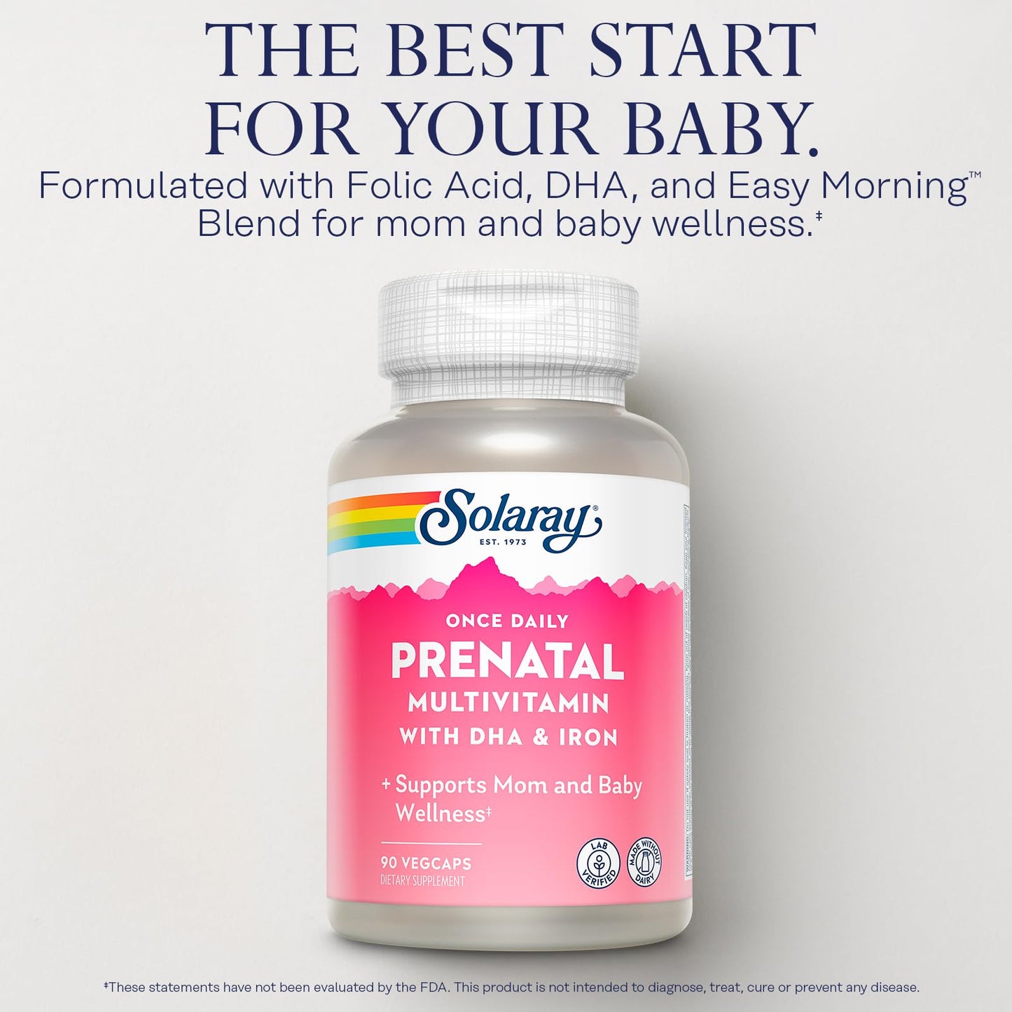 Solaray Once Daily Prenatal Multivitamin with DHA & Iron – 90 VegCaps