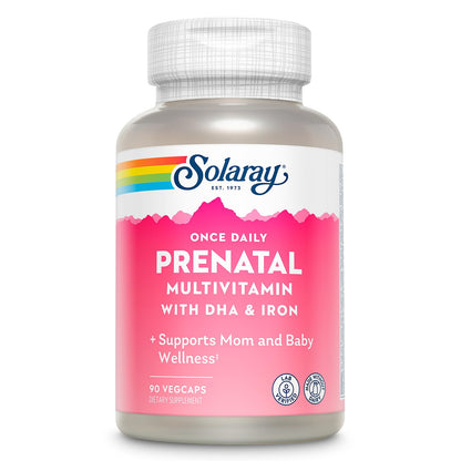 Solaray Once Daily Prenatal Multivitamin with DHA & Iron – 90 VegCaps