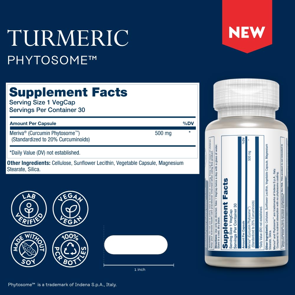 SOLARAY ProSorb Turmeric Phytosome 500 mg – 29X Absorption, Joint Support, Vegan