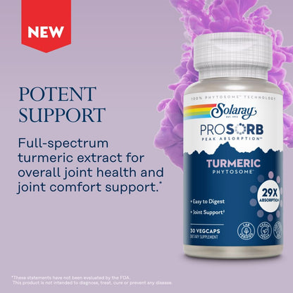 SOLARAY ProSorb Turmeric Phytosome 500 mg – 29X Absorption, Joint Support, Vegan
