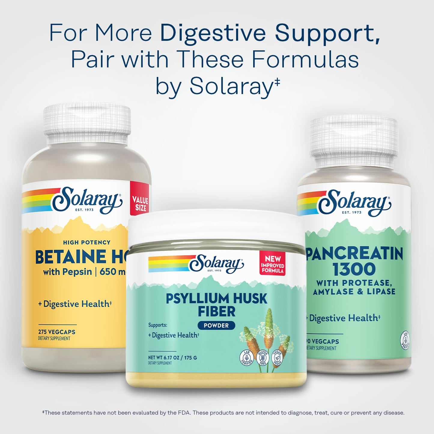 SOLARAY Psyllium Husk Powder - 3 g Soluble Fiber, Gluten Free & Soy Free | 50 Servings