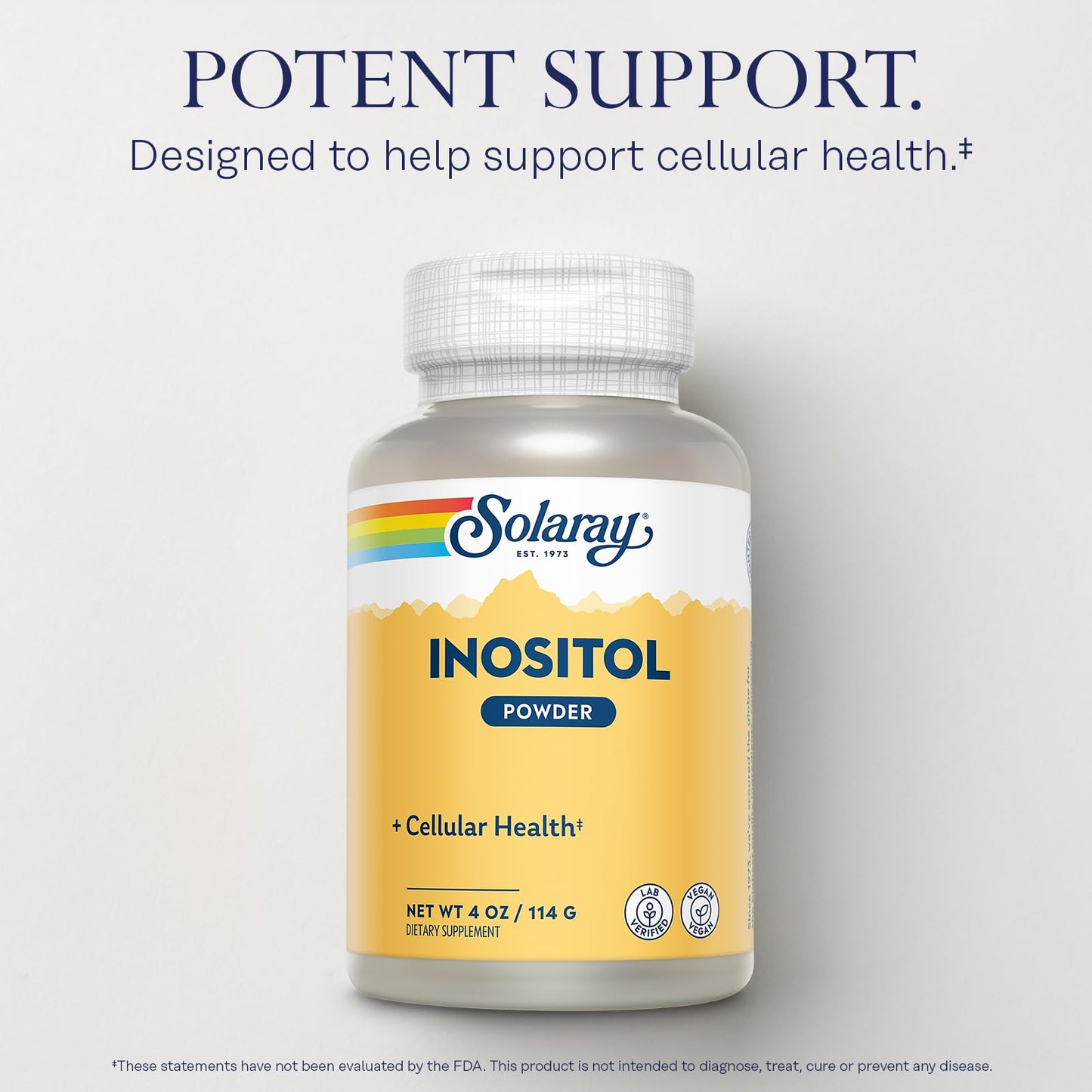 SOLARAY Pure Inositol Powder – Cellular Health Support | Vegan & Lab Verified | 163 Servings, 4 oz
