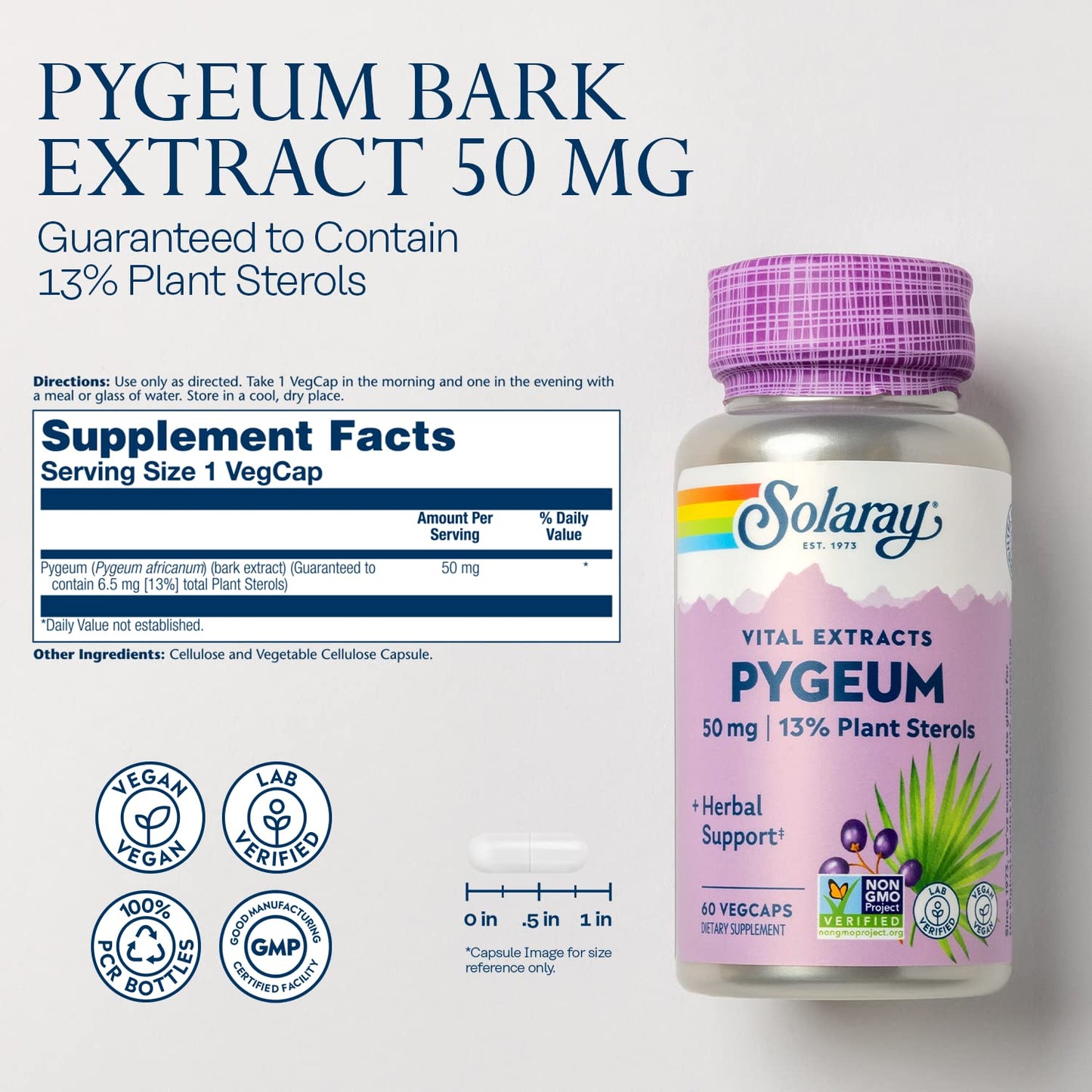 SOLARAY Pygeum Bark Extract 50mg – Prostate Health Support