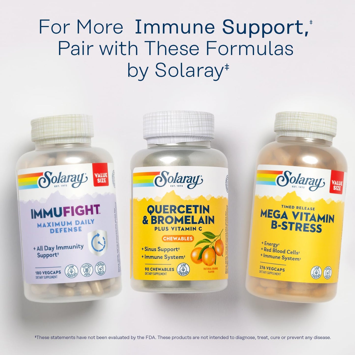 SOLARAY Quercetin with Bromelain & Vitamin C Chewables - Immune Support & Heart Health (90ct, 1250mg Vitamin C, Orange Flavor, 60-Day Guarantee)
