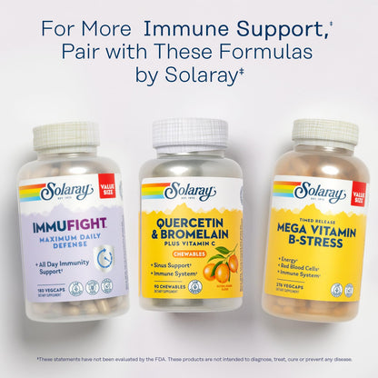 SOLARAY Quercetin with Bromelain & Vitamin C Chewables - Immune Support & Heart Health (90ct, 1250mg Vitamin C, Orange Flavor, 60-Day Guarantee)