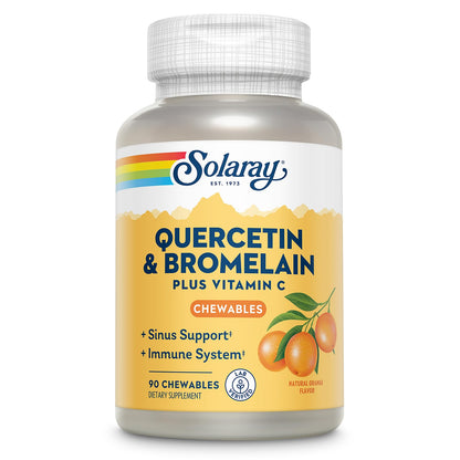 SOLARAY Quercetin with Bromelain & Vitamin C Chewables - Immune Support & Heart Health (90ct, 1250mg Vitamin C, Orange Flavor, 60-Day Guarantee)