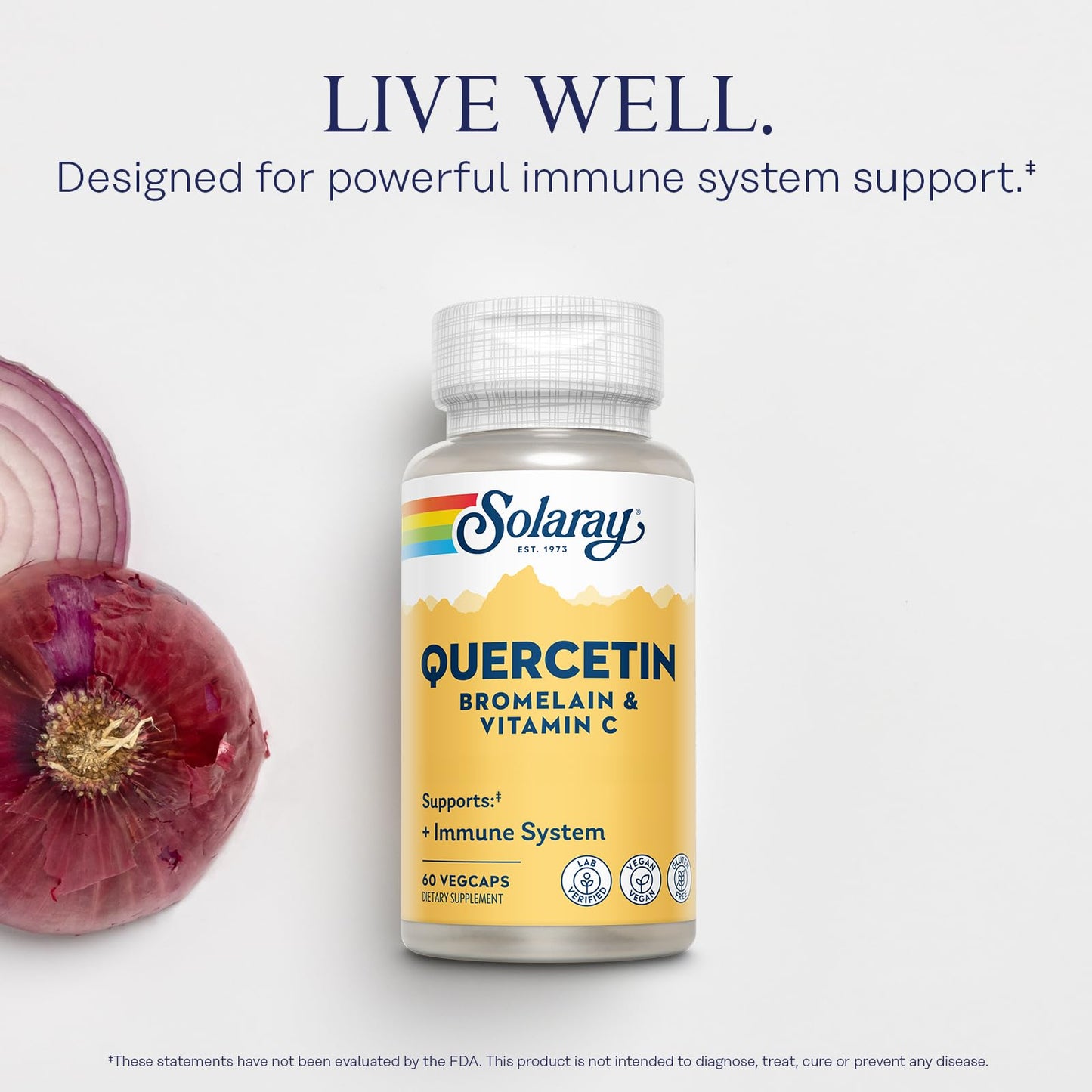 Solaray Quercetin + Bromelain & Vitamin C – Immune Support & Heart Health (Vegan)