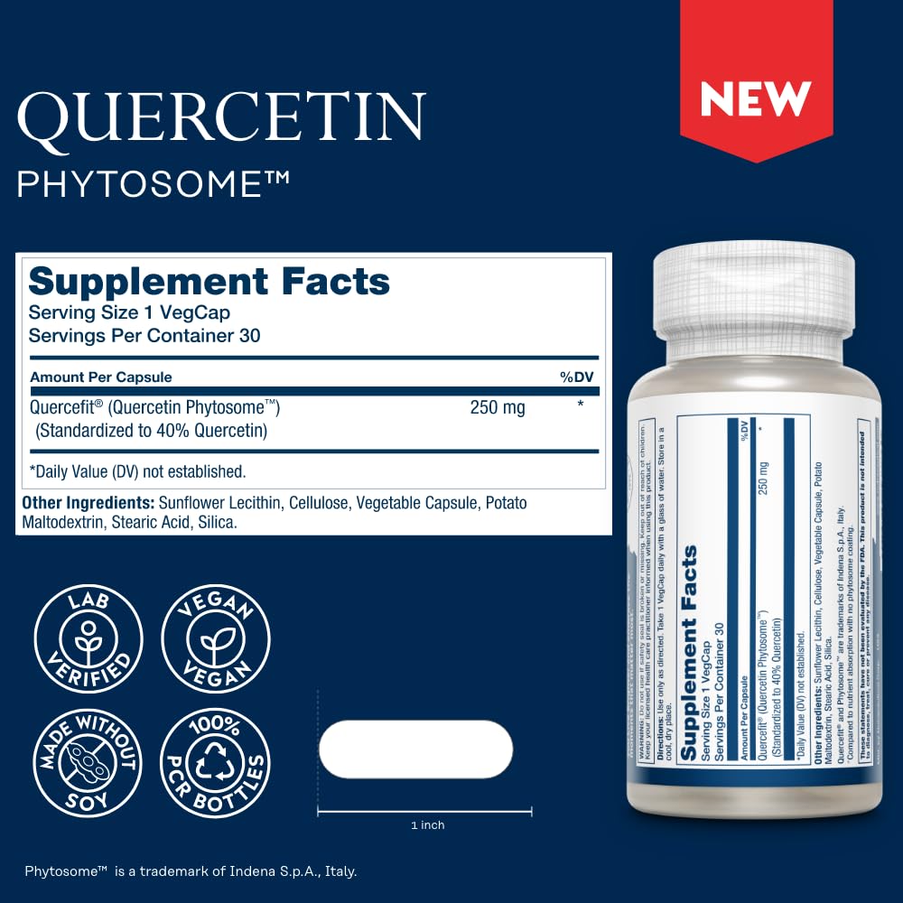 SOLARAY Quercetin Phytosome – 20X Absorption | Vegan, Soy-Free Quercetin Supplement – 30 Servings