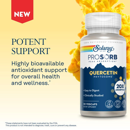 SOLARAY Quercetin Phytosome – 20X Absorption | Vegan, Soy-Free Quercetin Supplement – 30 Servings