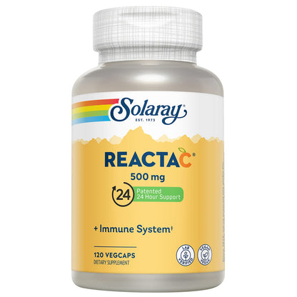 SOLARAY Reacta-C with 500mg Vitamin C - Immune Support, 24 Hour Immunity Booster, Vegan, 120 Capsules