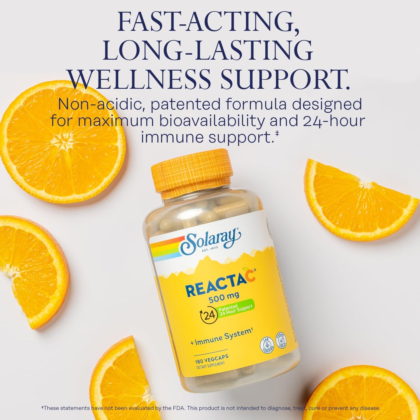 Solaray Reacta-C Vitamin C 500mg with Bioflavonoids - 180 Vegan Capsules