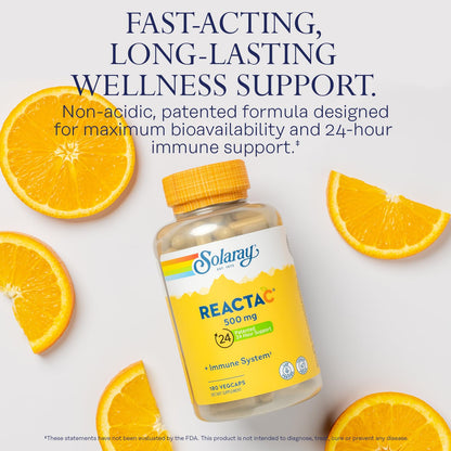 Solaray Reacta-C Vitamin C 500mg with Bioflavonoids - 180 Vegan Capsules