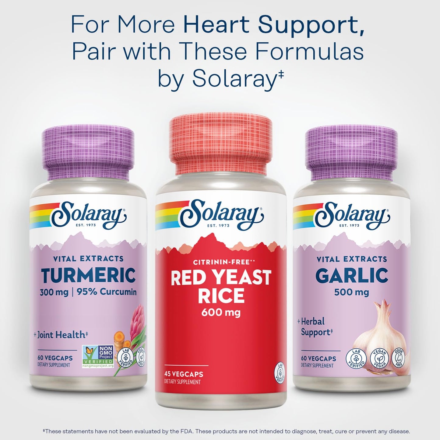 SOLARAY Red Yeast Rice 600 mg, 45 Count | HDL Support