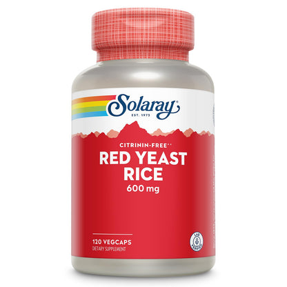 SOLARAY Red Yeast Rice 600mg – Non-Irradiated, Citrinin Free, 120 VegCaps