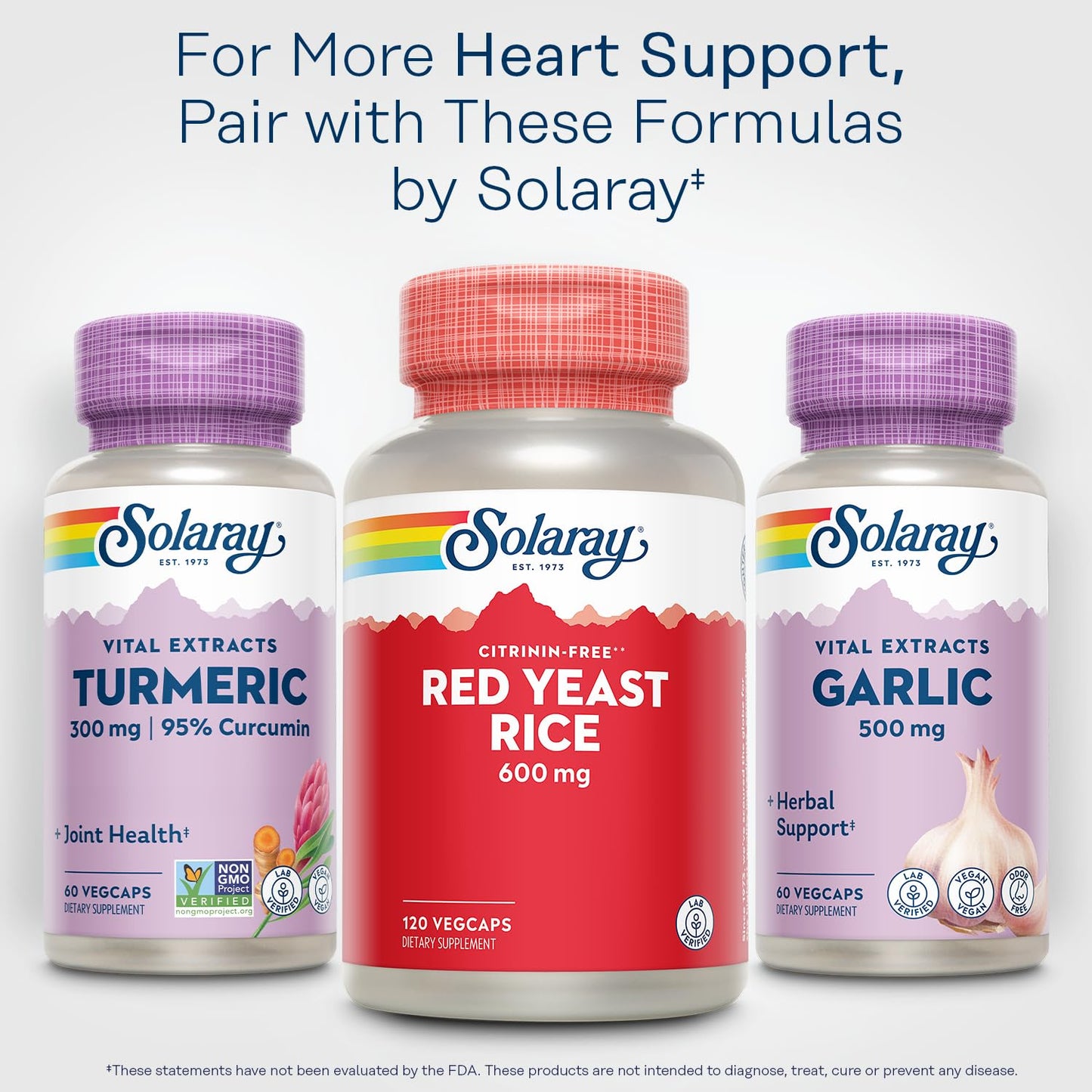 SOLARAY Red Yeast Rice 600mg – Non-Irradiated, Citrinin Free, 120 VegCaps