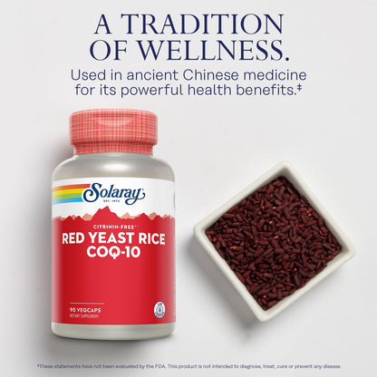 Solaray Red Yeast Rice Plus CoQ-10 & No-Flush Niacin – 90 VegCaps