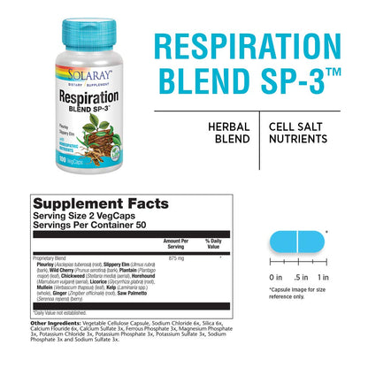 SOLARAY Respiration Blend SP-3 - Herbal + Cell Salt Nutrients - Non-GMO, Vegan