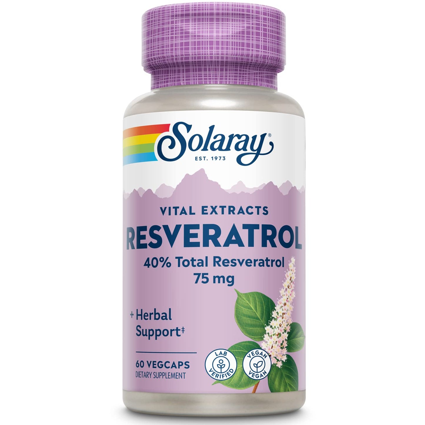 SOLARAY Resveratrol 75 mg Veg Cap - 60 Count | Guaranteed Potency