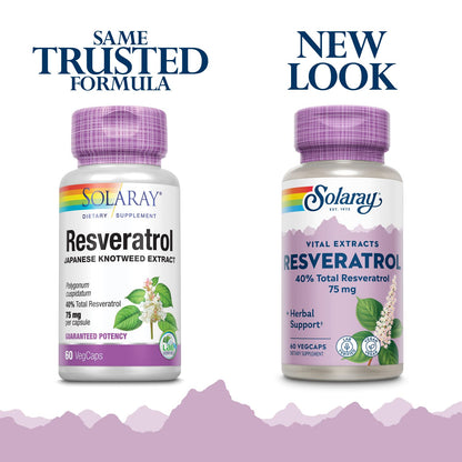 SOLARAY Resveratrol 75 mg Veg Cap - 60 Count | Guaranteed Potency