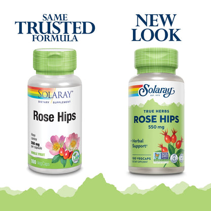 Solaray Rose Hips 550mg – Vitamin C, Bioflavonoids & Immune Support