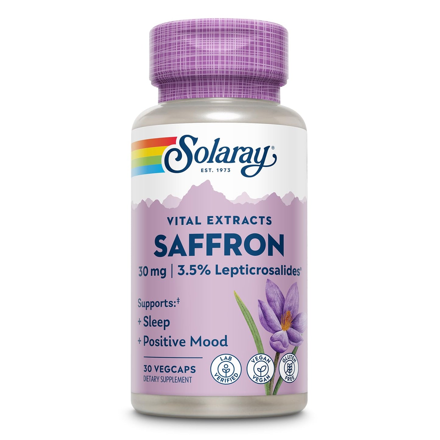 SOLARAY Saffron Extract – Sleep & Mood Support | Vegan & Gluten Free | Lab Verified