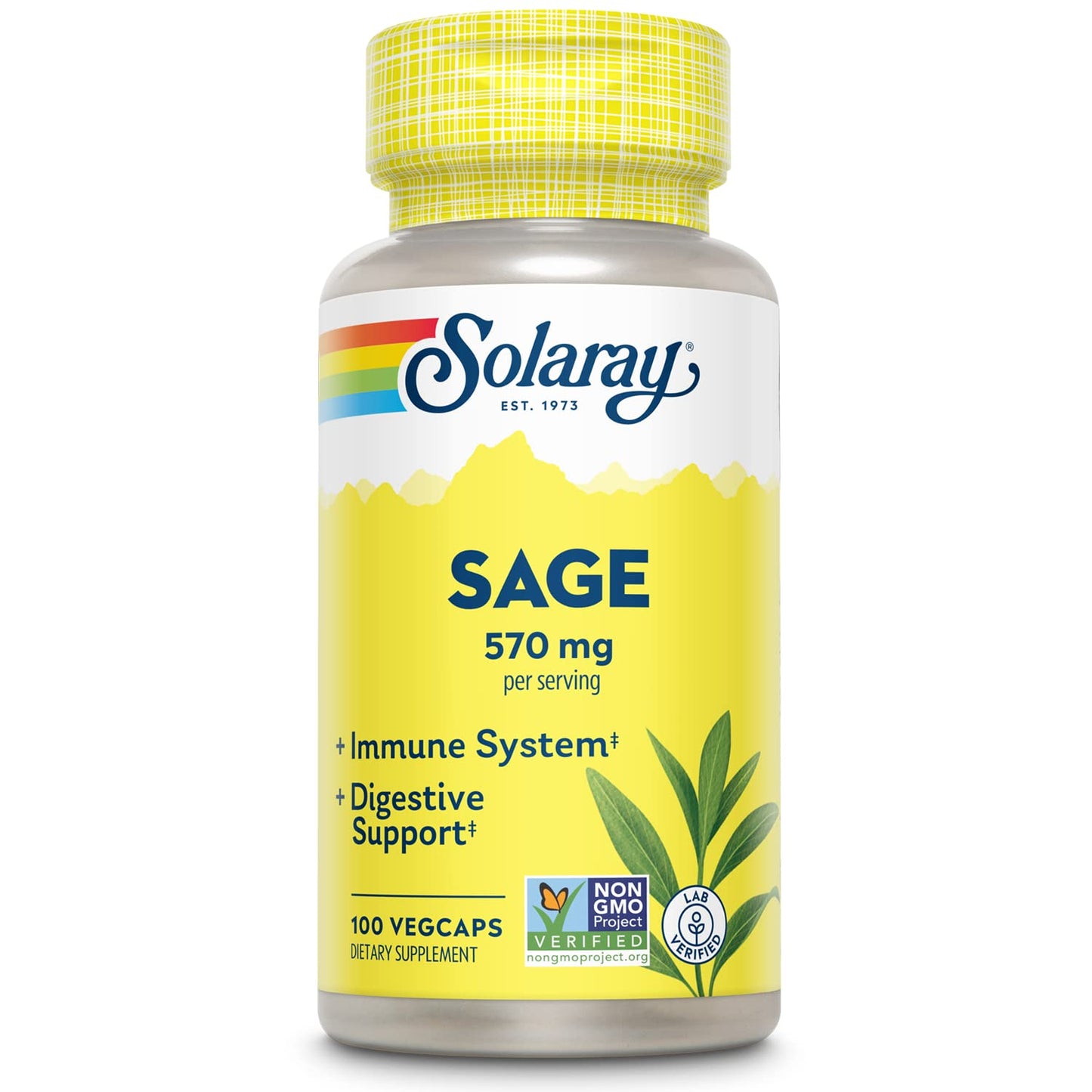 SOLARAY Sage Leaf 570mg – Body Odor & Immune Support | Nervous & Digestive | 100 VegCaps
