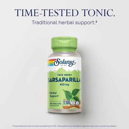 SOLARAY Sarsaparilla Root 450 mg – Traditional Herbal Support | Non-GMO, Vegan, Lab Verified