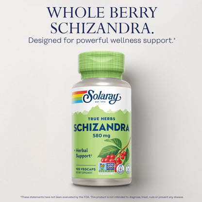 SOLARAY Schizandra 580 mg – Schisandra Supplement for Body Health & Wellness | 100 Servings, Vegan