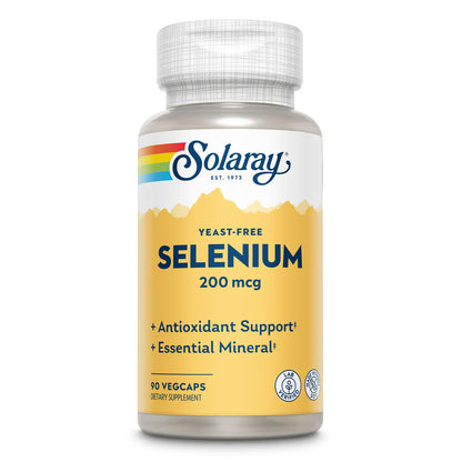 Solaray Selenium 200mcg Yeast-Free – Thyroid & Immune Support, 90 VegCaps