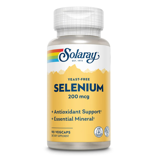 Solaray Selenium 200mcg Yeast-Free – Thyroid & Immune Support, 90 VegCaps BritishVita | Premium UK Vitamins & Wellness Supplements