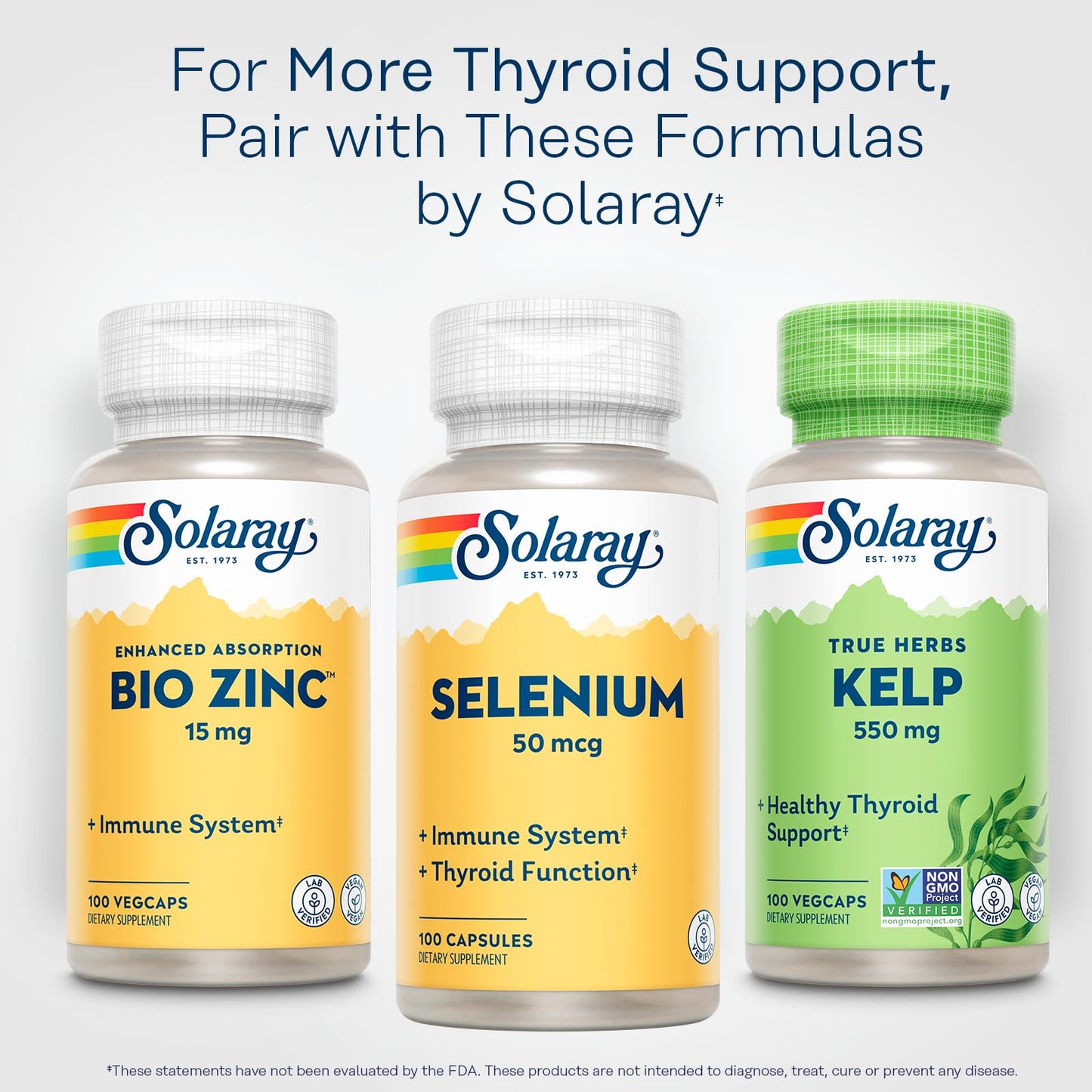 Solaray Selenium 50 mcg, Healthy Immune System, Thyroid Function & Antioxidant Support, 100 Capsules