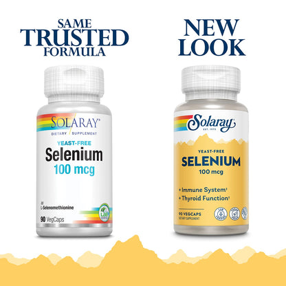 Solaray Yeast Free Selenium 100mcg – Immune & Thyroid Support | 90 VegCaps