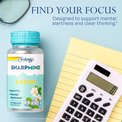 Solaray SharpMind Focus Nootropic – Cognizin Citicoline, Bacopa & Lions Mane | Vegan, 30 Servings, 60-Day Guarantee