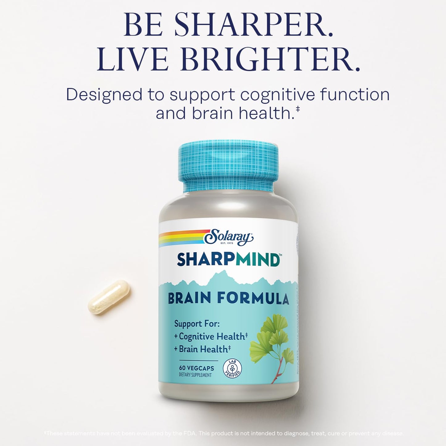 Solaray SharpMind Brain Formula – Nootropic Brain Support with Ginkgo Biloba (60 Servings)