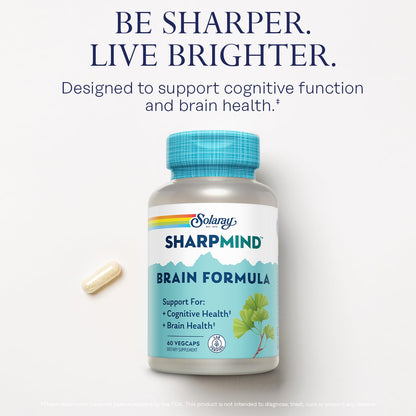 Solaray SharpMind Brain Formula – Nootropic Brain Support with Ginkgo Biloba (60 Servings)