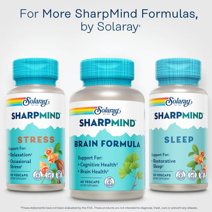 Solaray SharpMind Brain Formula – Nootropic Brain Support with Ginkgo Biloba (60 Servings)