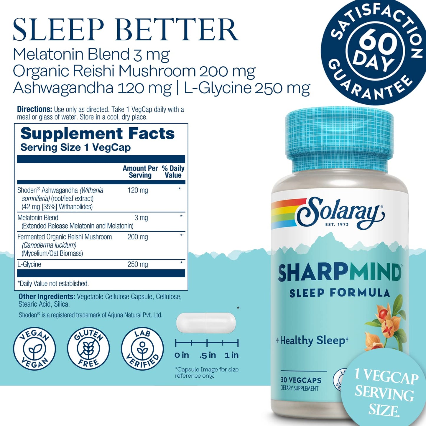SOLARAY SharpMind Sleep – 3mg Melatonin Nootropic Sleep Aid