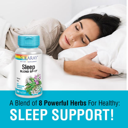 SOLARAY Sleep Blend SP-17 | Herbal Sleep Support, Non-GMO, Vegan | 100 VegCaps