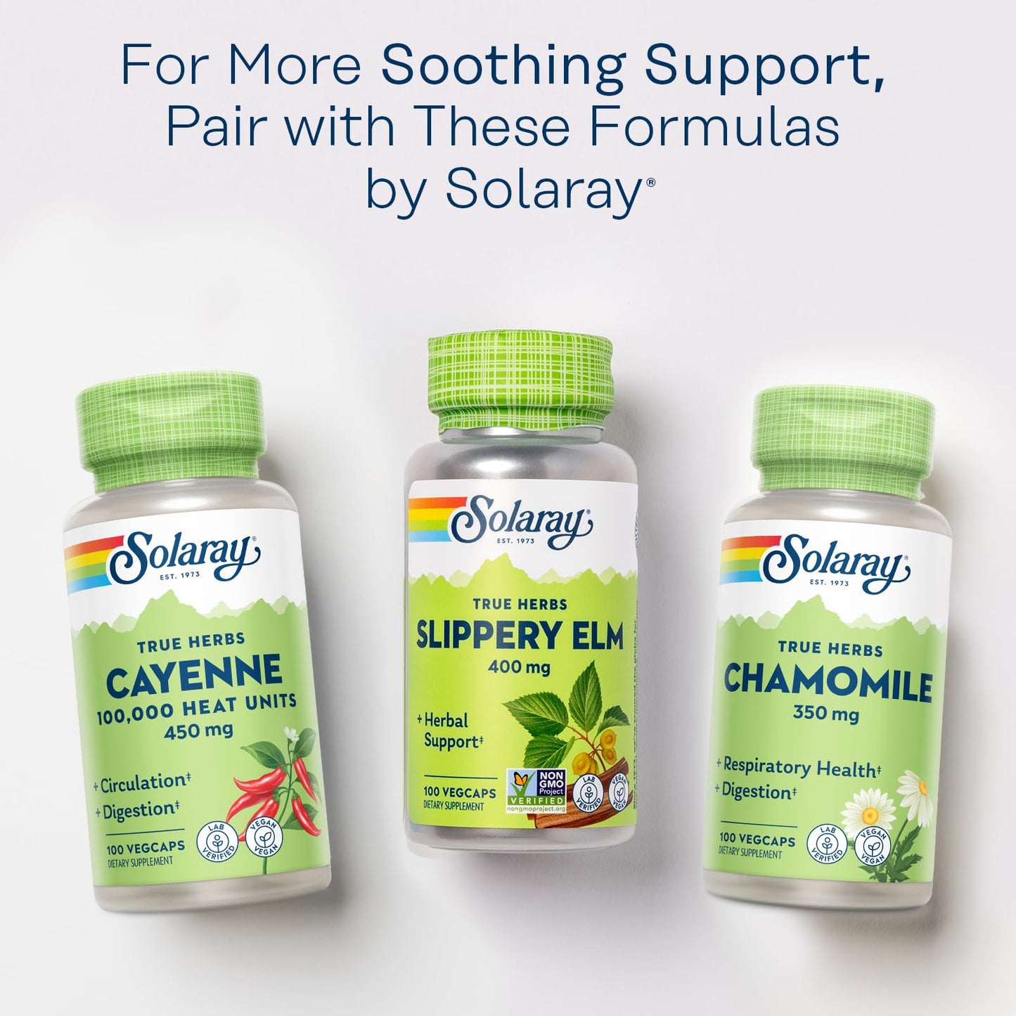 SOLARAY Slippery Elm Bark Capsules 400 mg – Soothing Herbal Support