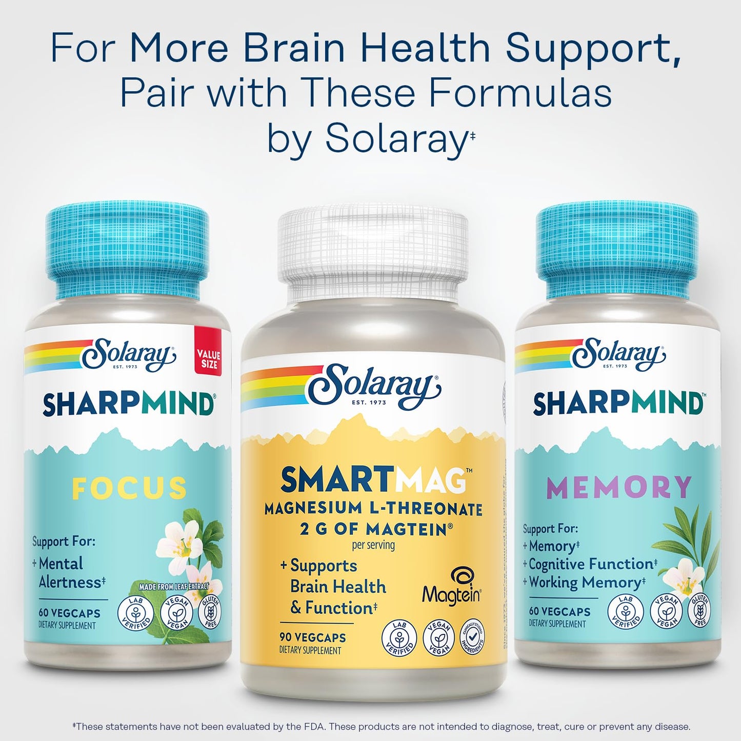 SOLARAY SmartMag Magtein Magnesium L-Threonate 2g – Brain Health Support, 30 Servings – Vegan