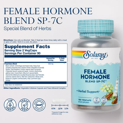 SOLARAY Female Hormone Blend SP-7C – Herbal Support for Women | 180 VegCaps
