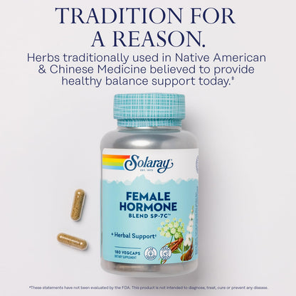 SOLARAY Female Hormone Blend SP-7C – Herbal Support for Women | 180 VegCaps