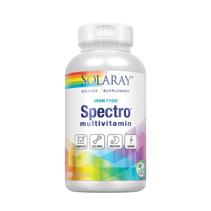 SOLARAY Spectro Multivitamin Iron Free – 41 Servings, 250 Capsules | Immune & Bone Health
